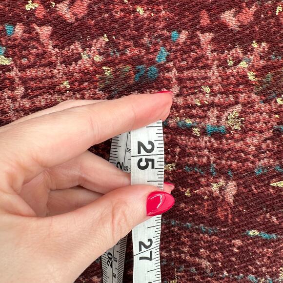 Maison Scotch Soda Top Medium Womens Red Gold Artsy Abstract Sweatshirt - Picture 8 of 9